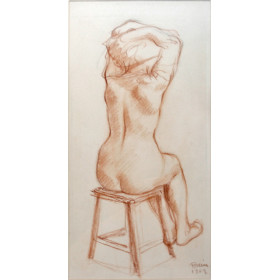 Femme nue assise de dos 780