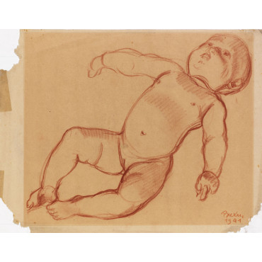 Bébé sur le dos, enfant