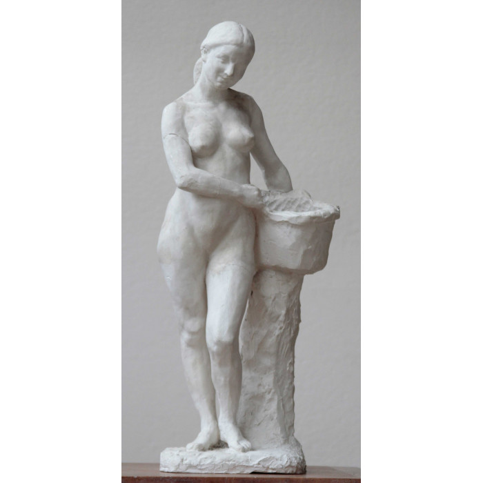 Figure de jardin au panier fleuri (esquisse)