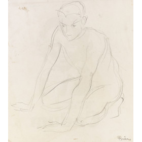 Croquis d'un homme nu à genoux 712