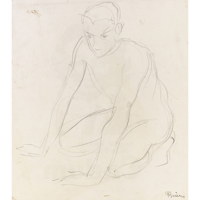 Croquis d'un homme nu à genoux 712