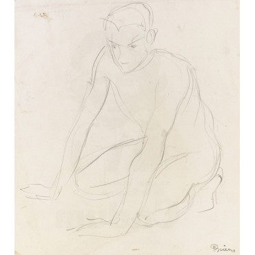 Croquis d'un homme nu à genoux 712