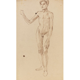 Homme nu de face le bras levé 708