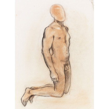 Homme nu à genou