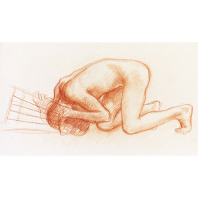 Sarcophage : Vallée de l'ombre de la mort : homme nu à terre tenant une lyre