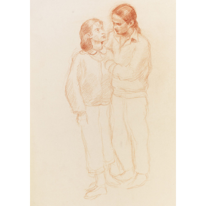 Femme et adolescent fille debout de face