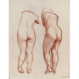 Deux femmes nues debout de dos