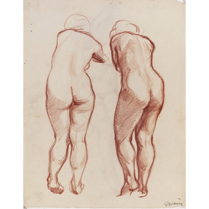 Deux femmes nues debout de dos