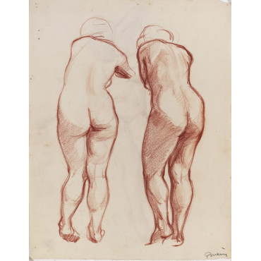 Deux femmes nues debout de dos