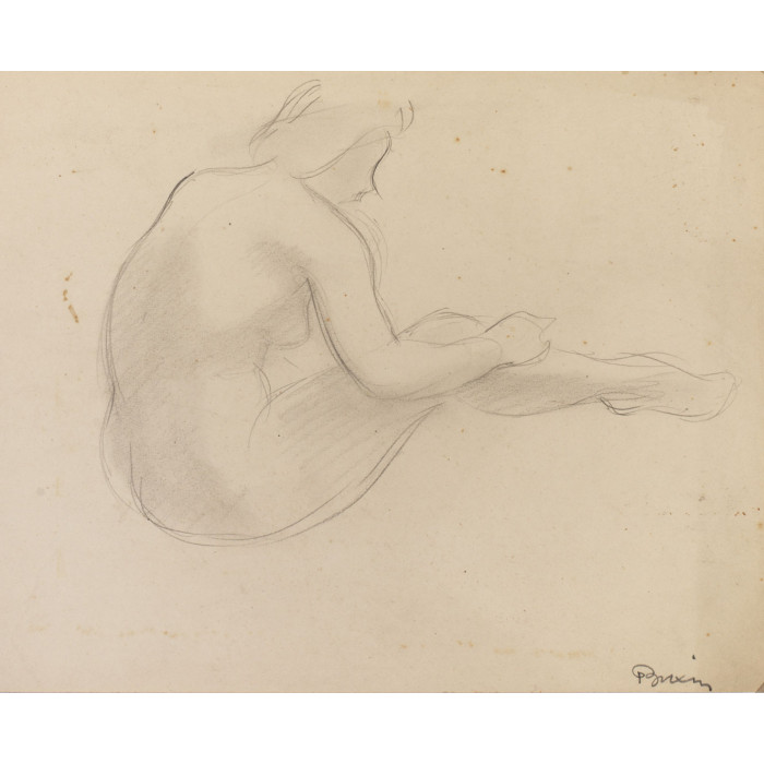 Femme nue assise trois-quart dos