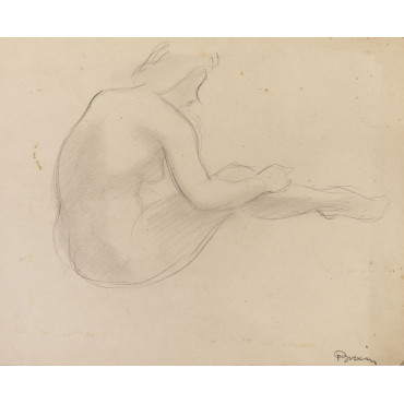 Femme nue assise trois-quart dos