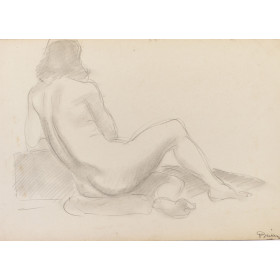 Femme nue assise trois-quart dos
