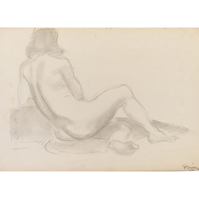 Femme nue assise trois-quart dos