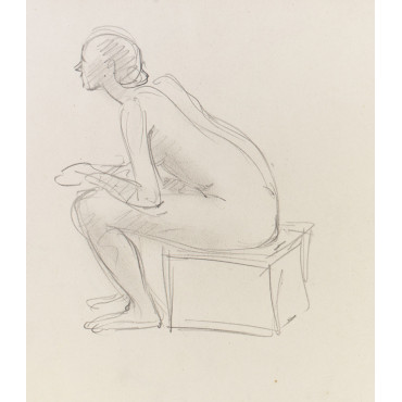 Femme nue assise trois-quart dos