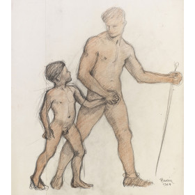 Sarcophage : Vallée de l'ombre de la mort : étude d'un homme accompagnant un garçon