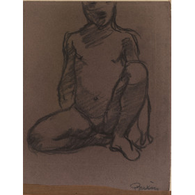 Enfant fille nu assis