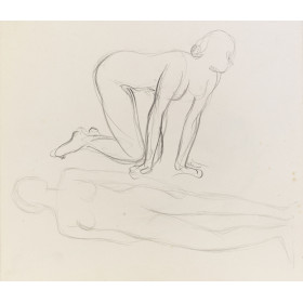 Femme nue à genoux & femme nue debout