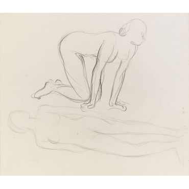 Femme nue à genoux & femme nue debout