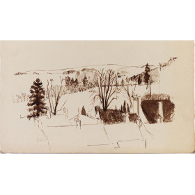 Paysage, arbres et maisons