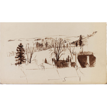 Paysage, arbres et maisons