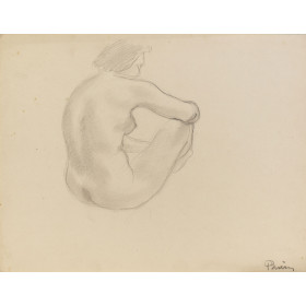 Femme nue assise trois-quart dos