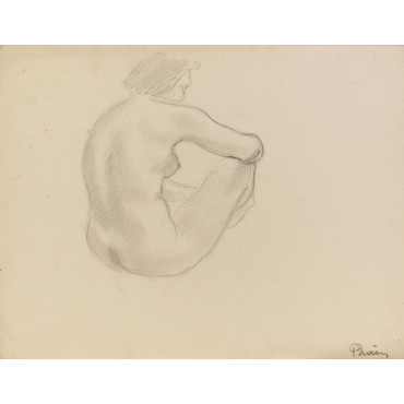 Femme nue assise trois-quart dos