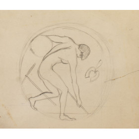 Homme nue lançan un disque, copie de vase grec