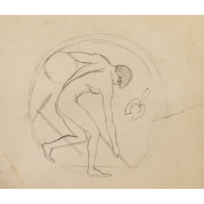 Homme nue lançan un disque, copie de vase grec