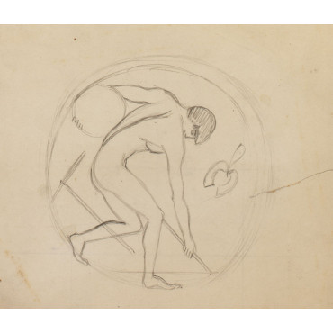 Homme nue lançan un disque, copie de vase grec