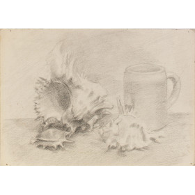 Nature morte aux trois coquillages et à la chope de bière