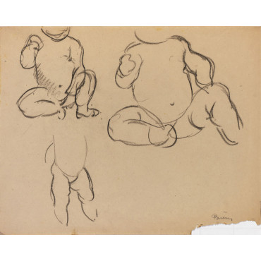 Trois enfants nus assis