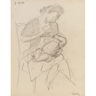 Femme assise donnant le biberon à un bébé