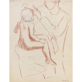 Femme assise séchant les cheveux d'un enfant assis sur ses genoux