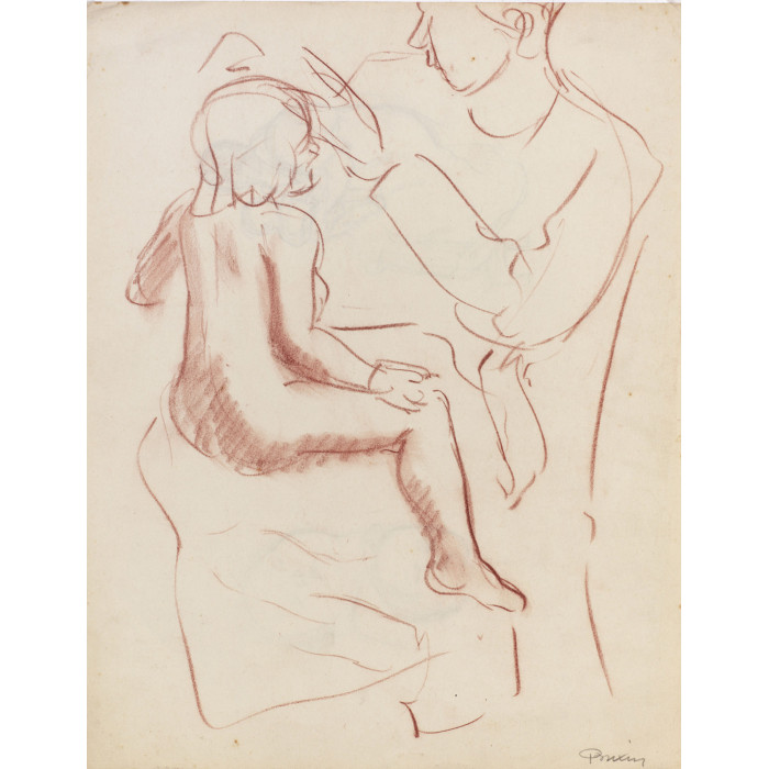 Femme assise séchant les cheveux d'un enfant assis sur ses genoux