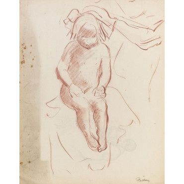 enfant assis se faisant sécher les cheveux 471