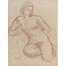 Femme assise nue de façe