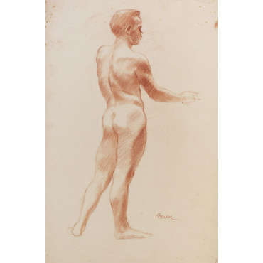 Adolescent garçon nu, debout, de dos