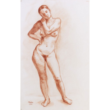 Femme nue de face, debout