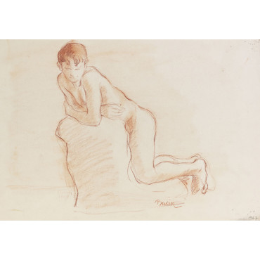 Homme nu, profil agenouillé