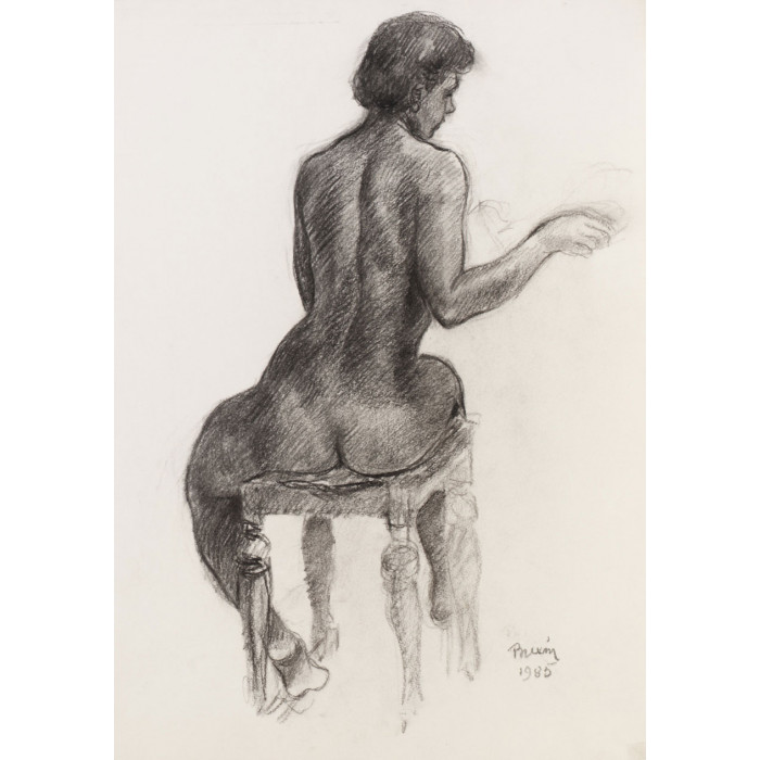 Femme assise de dos