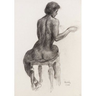 Femme assise de dos