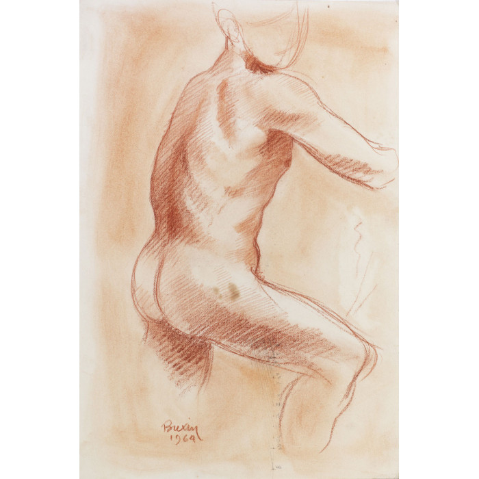 Homme nu de trois-quart dos