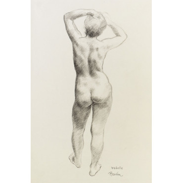 femme nue de dos se coiffant