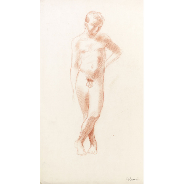 homme nu debout de face