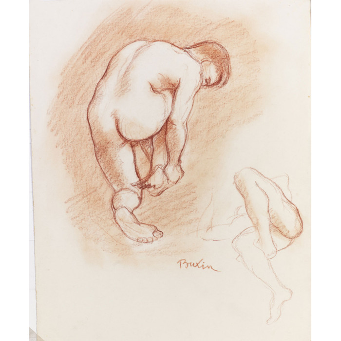 Adolescent garçon de dos agenouillé se tenant le pied