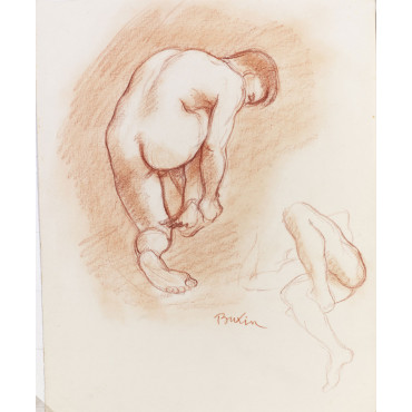 Adolescent garçon de dos agenouillé se tenant le pied