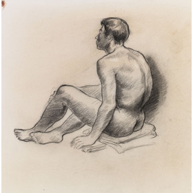 Homme nu de dos assis 342