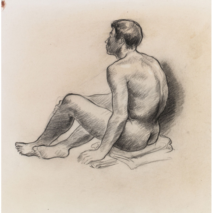 Homme nu de dos assis 342