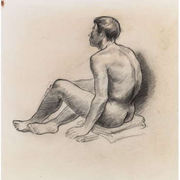 Homme nu de dos assis 342