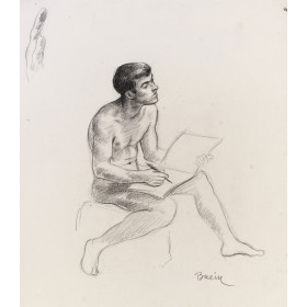 Homme nu de Face assis lisant